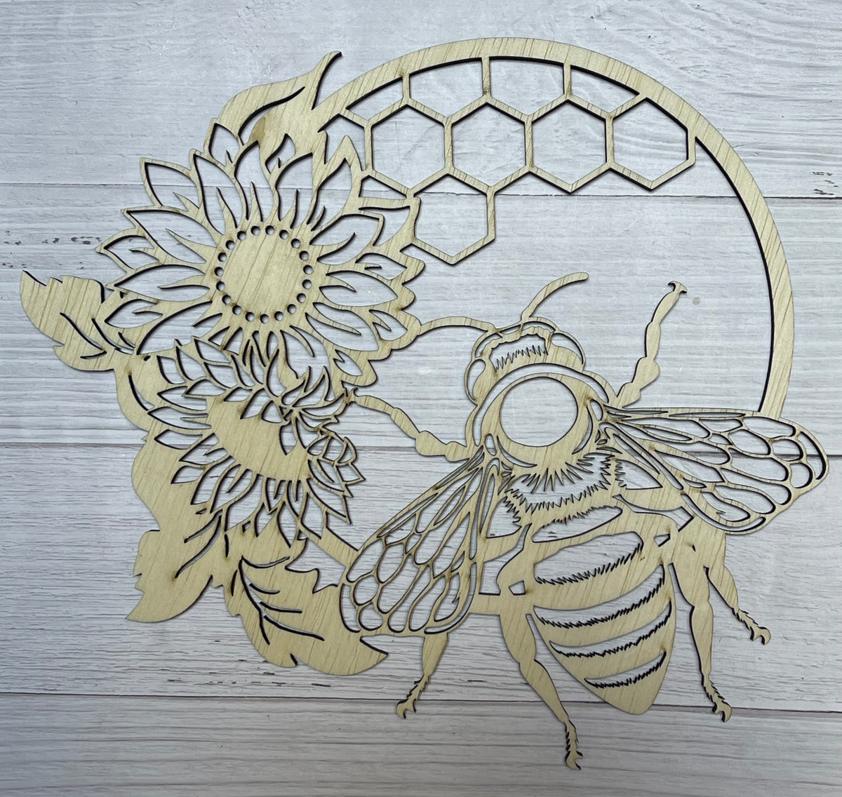 Honeycomb-Two Layer-Stained Wood Cutout-Bee Theme Wood Decor-3D