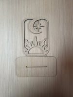 Sun Moon and Star Shelf sitter. Unfinished wood cutout.