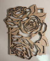 Roses Unfinished Wood frame. Resin art frame. DIY wood cutout. Unfinished laser cut wood resin frame.