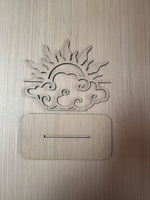 Sun and Cloud Shelf sitter. Unfinished wood cutout.