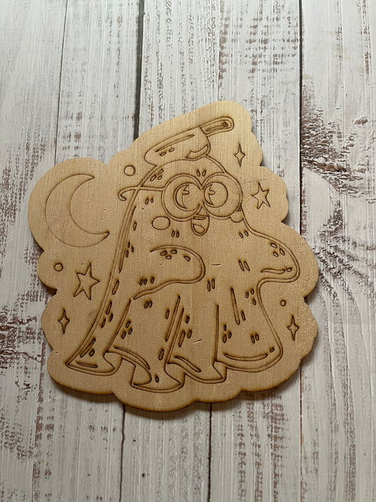 Ghost Cute Spooky Boo Wood Plaque. DIY wood cutout. Unfinished laser cut wood blank. Wood blanks.