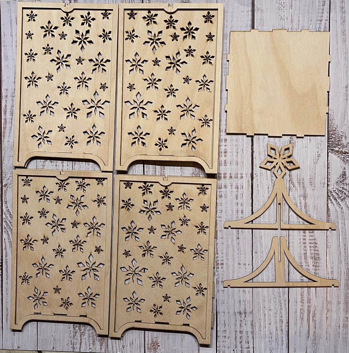 Snowflake Pattern Lantern Light Box - Laser Cut Unfinished Wood Project