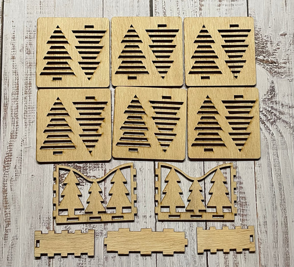 Wood Coaster Blanks and Holder. DIY coaster. Unfinished laser cut