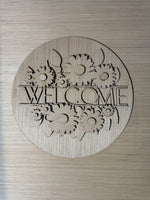 Welcome with Flowers Wood Round Sign Blank DIY Set