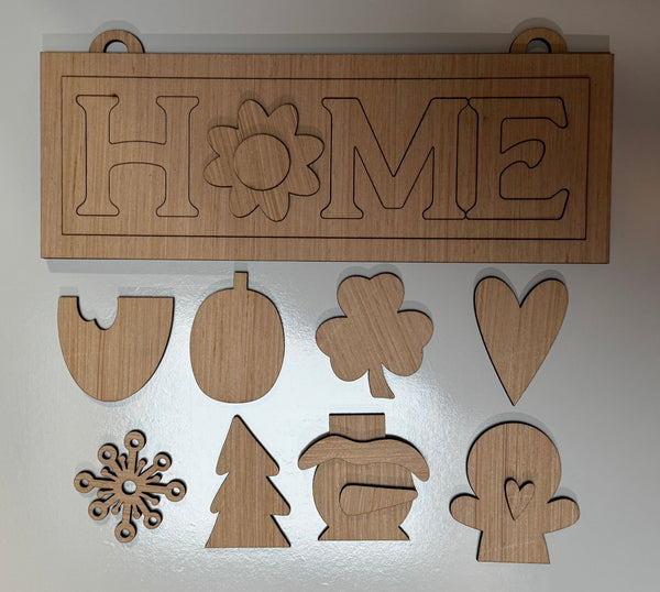 Interchangeable Home Rectangle Sign Unfinished Scored Wood Sign Set. DIY Set.