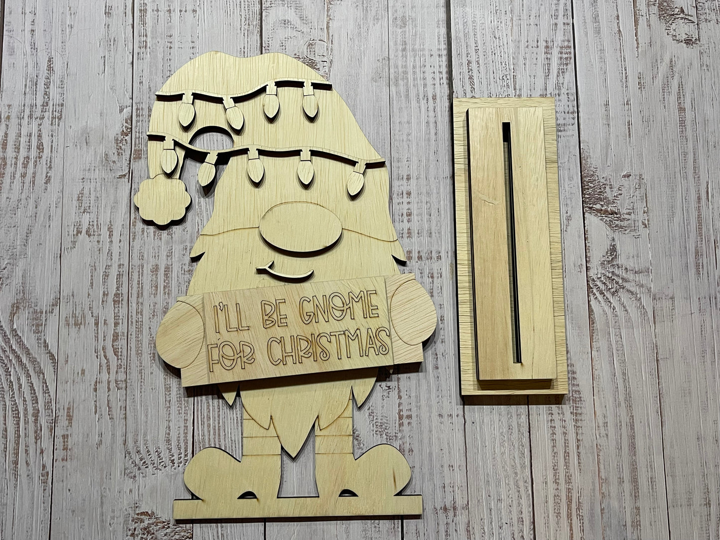 DIY Build your own Christmas Gnome Unfinished Scored Wood Standing Sign Set