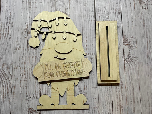 DIY Build your own Christmas Gnome Unfinished Scored Wood Standing Sign Set