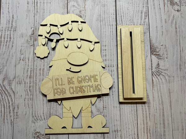 DIY Build your own Christmas Gnome Unfinished Scored Wood Standing Sign Set