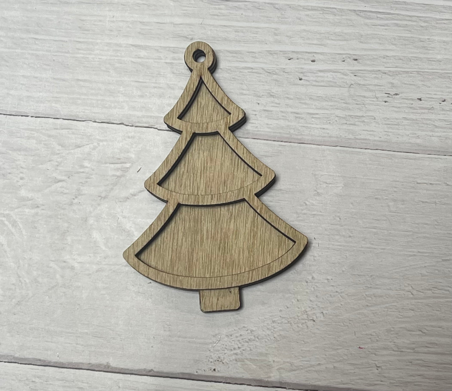 Tree 3 Layer Unfinished wood ornament