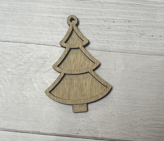 Tree 3 Layer Unfinished wood ornament