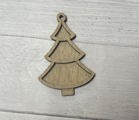 Tree 3 Layer Unfinished wood ornament