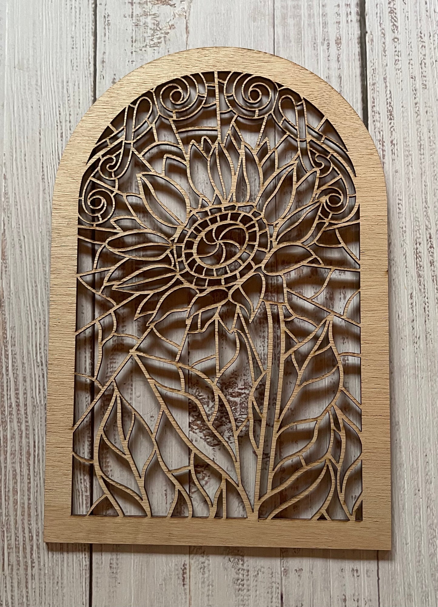 Sunflower Stained Glass Frame Art Wood Cut Out. Unfinished Wood frame. Resin art frame. DIY wood cutout. Unfinished laser cut wood resin frame.