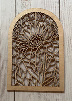 Sunflower Stained Glass Frame Art Wood Cut Out. Unfinished Wood frame. Resin art frame. DIY wood cutout. Unfinished laser cut wood resin frame.