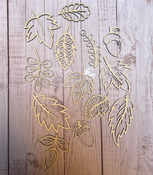 Leaves and Acorns Set Unfinished Wood Resin Art Frame. Resin art frame. DIY wood cutout. Unfinished laser cut wood resin frame.