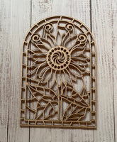 Sunflower Stained Glass Frame Art Wood Cut Out. Unfinished Wood frame. Resin art frame. DIY wood cutout. Unfinished laser cut wood resin frame.