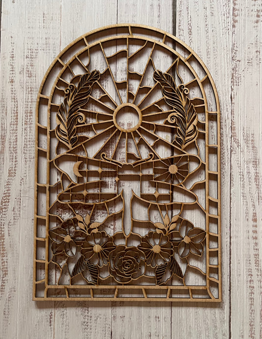 Floral Dragonfly Stained Glass Frame Art Wood Cut Out. Unfinished Wood frame. Resin art frame. DIY wood cutout. Unfinished laser cut wood resin frame.