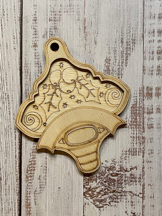 2 Layer Customizable Unfinished wood ornament