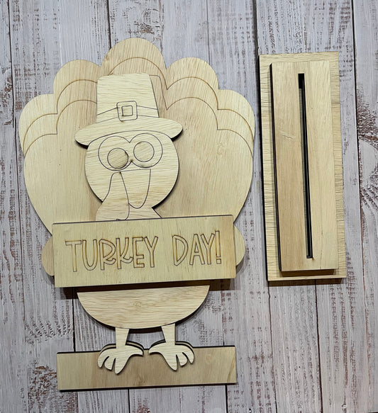 DIY Build your own Thanksgiving Turkey Day Unfinished Scored Wood Standing Sign Set