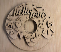 Hello Love Frosted Donut with Sprinkles Valentine’s Day Themed Round Sign Blank DIY Set