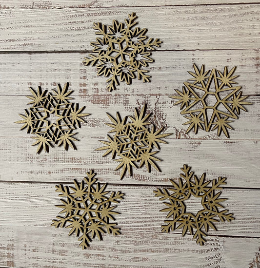 Set of 6 Mary Jane Snowflakes Unfinished Wood Blank. DIY wood cutout. Diy painting blank.