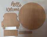 Interchangeable Truck Round Sign Unfinished Scored Wood Sign Set. DIY Set.