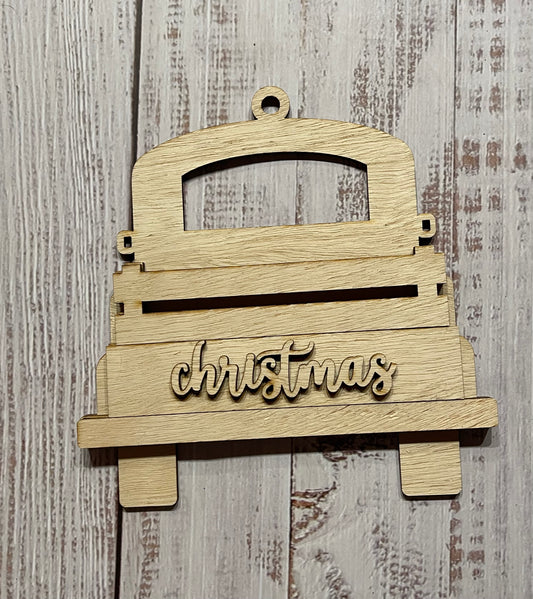 Christmas Truck Gift Card Holder Unfinished wood ornament