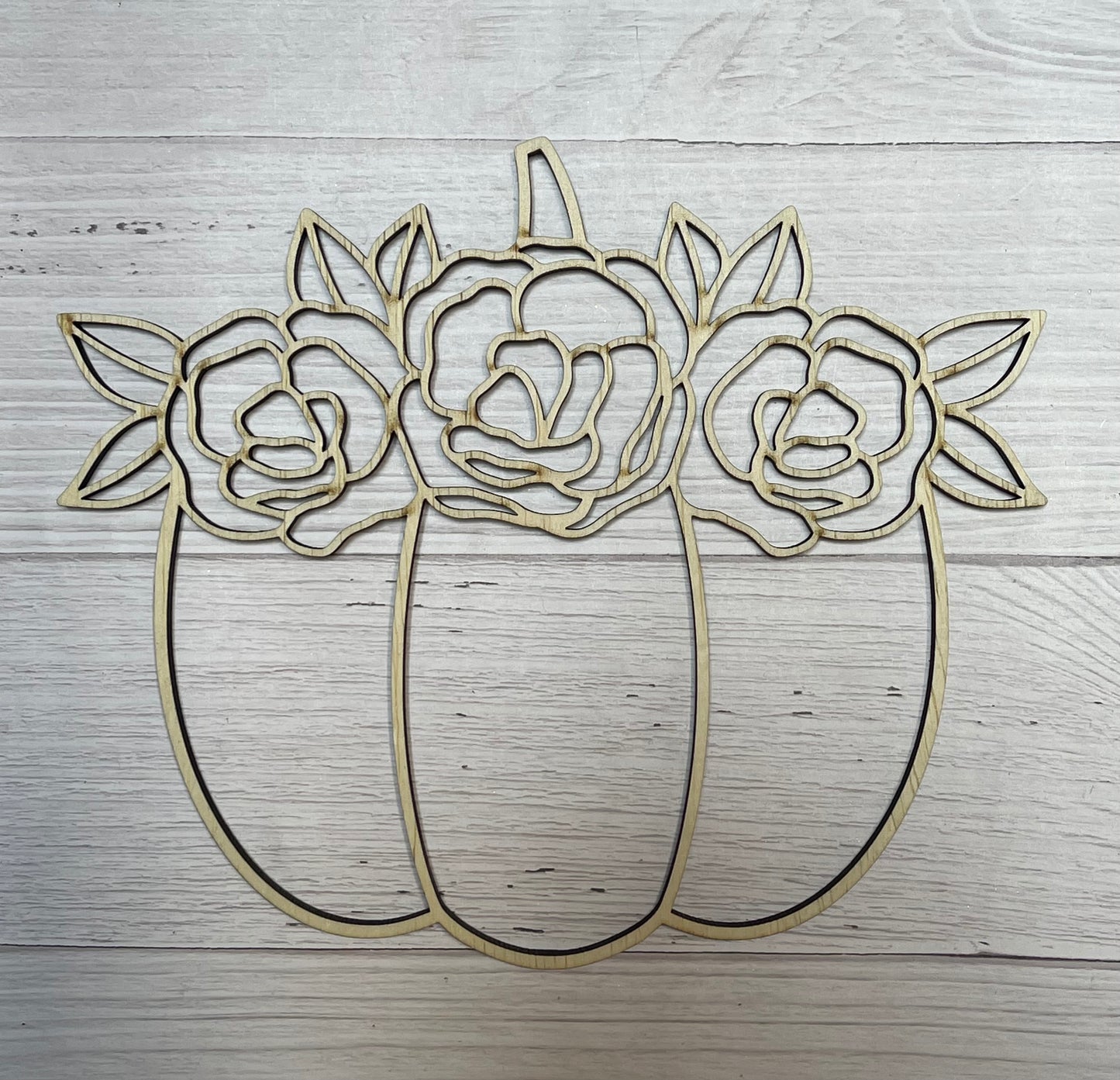 Roses on Pumpkin Unfinished Wood Blank DIY wood cutout. Witch hat. Wood mandala blank.