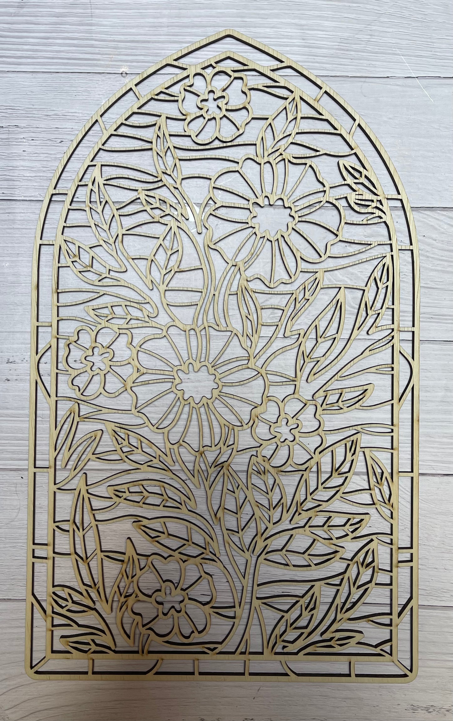 Floral Stained Glass Frame Art Wood Cut Out. Unfinished Wood frame. Resin art frame. DIY wood cutout. Unfinished laser cut wood resin frame.