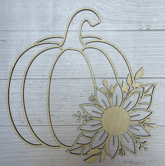 Sunflower Pumpkin Unfinished Wood Blank DIY wood cutout. Witch hat. Wood mandala blank.