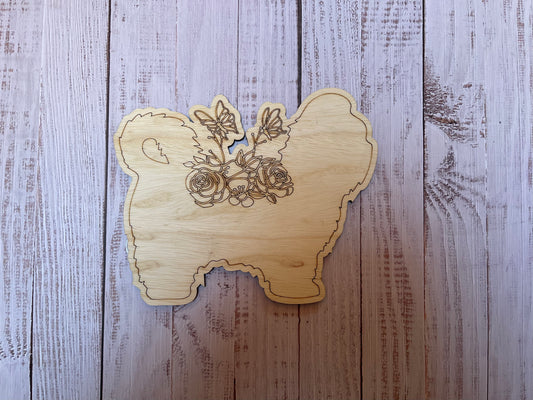 Floral Dog Unfinished DIY wood blank