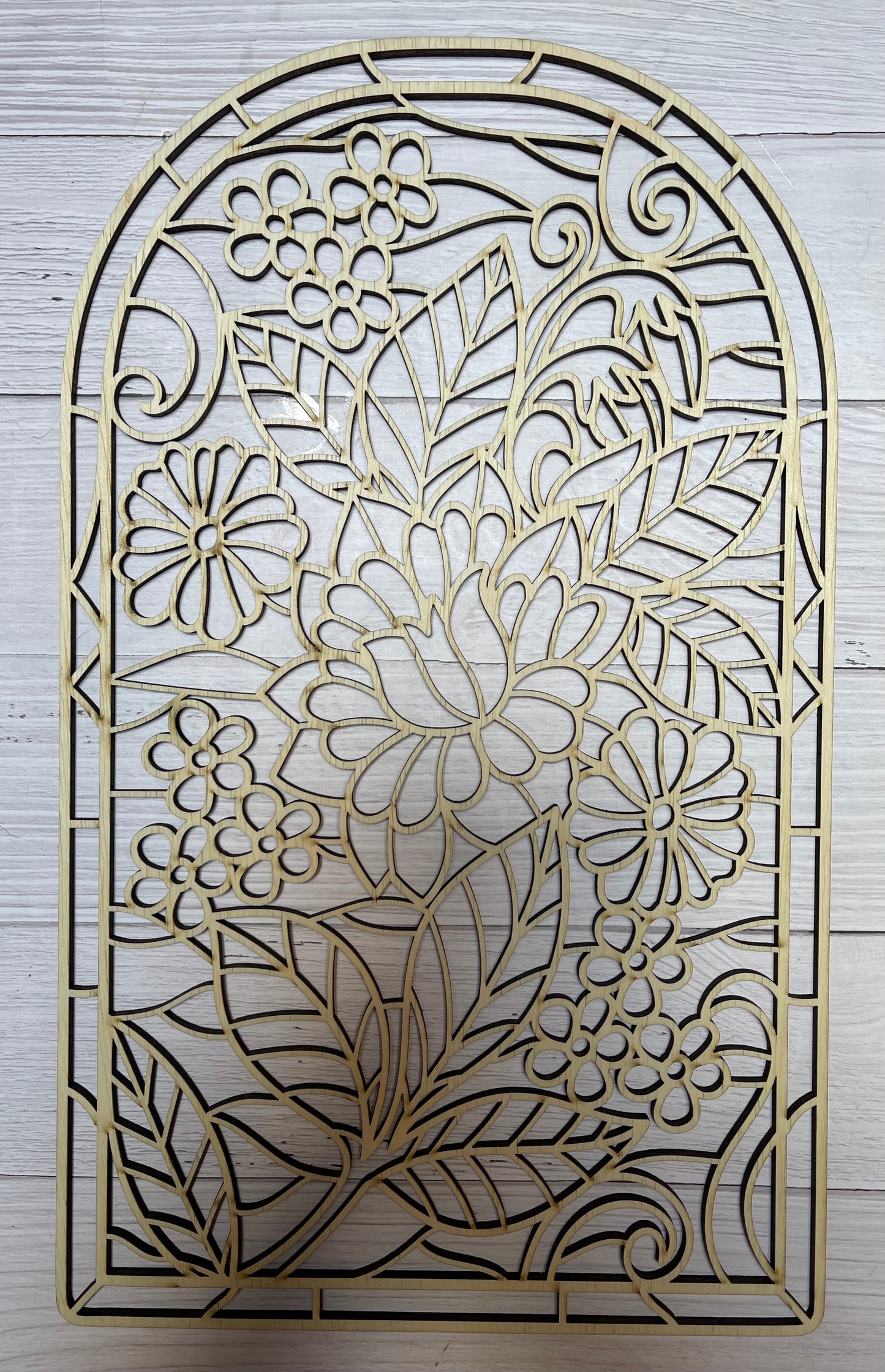 Floral Stained Glass Frame Art Wood Cut Out. Unfinished Wood frame. Resin art frame. DIY wood cutout. Unfinished laser cut wood resin frame.