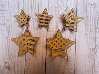 Stars and Stripes 3D Stars Unfinished Wood Blank. DIY wood cutout. Diy painting blank.