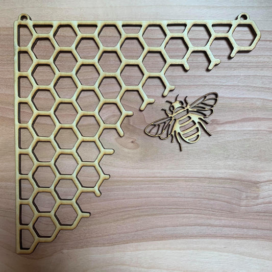 Bee and Honeycomb Corner Unfinished Wood frame. Resin art frame. DIY wood cutout. Unfinished laser cut wood resin frame. Wood blanks.