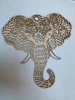 Intricate Elephant Head Mandala Unfinished Wood frame. Resin art frame. DIY wood cutout. Unfinished laser cut wood resin frame. Wood blanks.