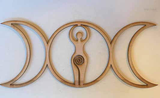 Triple Moon Goddess 1 Unfinished Wood Resin Art Frame. Resin art frame. DIY wood cutout. Unfinished laser cut wood resin frame.