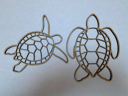 Sea Turtles Pair Unfinished Wood Cuts. Wood Blank. Wood frame Blank. Resin art. DIY wood cutout. Unfinished laser cut wood resin frame.