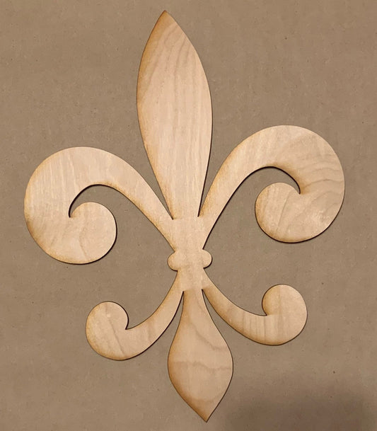 Fleur de Lis Unfinished Wood Plaque. DIY wood cutout.