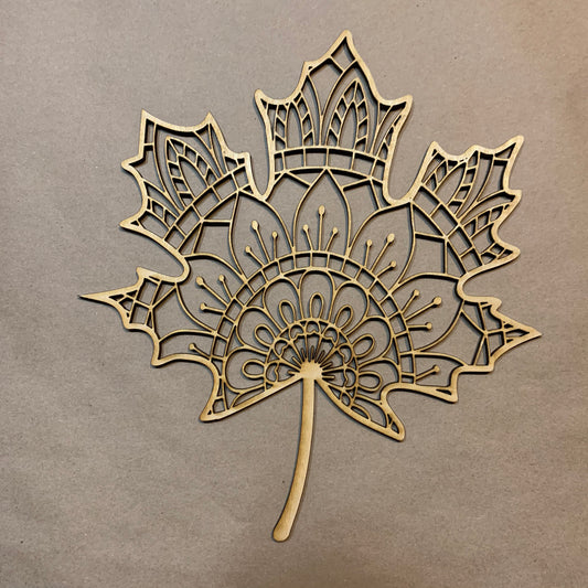 Maple Leaf Mandala Unfinished Wood Resin Art Frame. Resin art frame. DIY wood cutout. Unfinished laser cut wood resin frame.