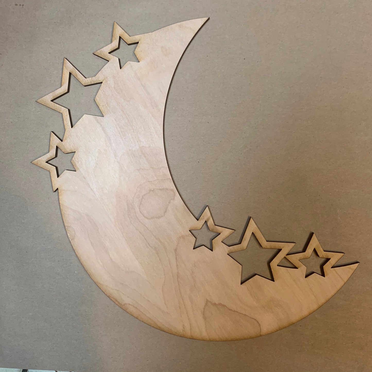 Moon with Stars Unfinished Wood Resin Art Blank. Resin blank. DIY wood cutout. Unfinished laser cut wood resin frame.