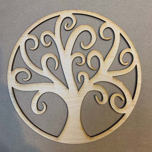 Swirly Tree Unfinished Wood Resin Art Frame. Resin art frame. DIY wood cutout. Unfinished laser cut wood resin frame.