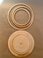 DIY tier tray blanks.Set of 3 Unfinished Wood Plaques with rings. Please see description - Hardware not included and assembly req