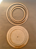 DIY tier tray blanks.Set of 3 Unfinished Wood Plaques with rings. Please see description - Hardware not included and assembly req