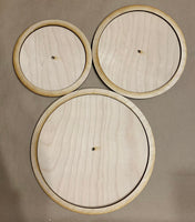 DIY tier tray blanks.Set of 3 Unfinished Wood Plaques with rings. Please see description - Hardware not included and assembly req