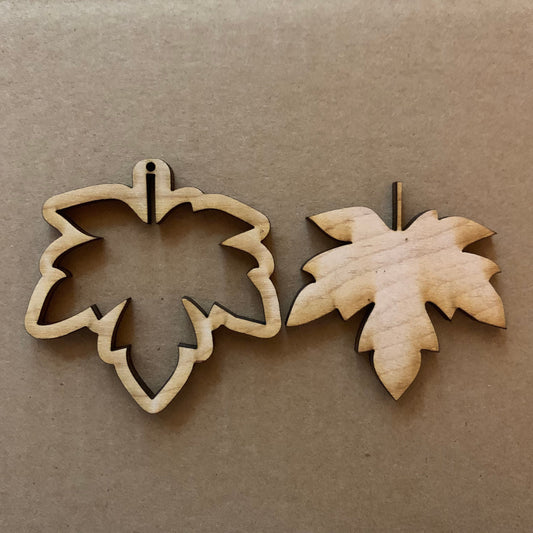 Leaf Unfinished Wood Keychain Blanks - Set of 4