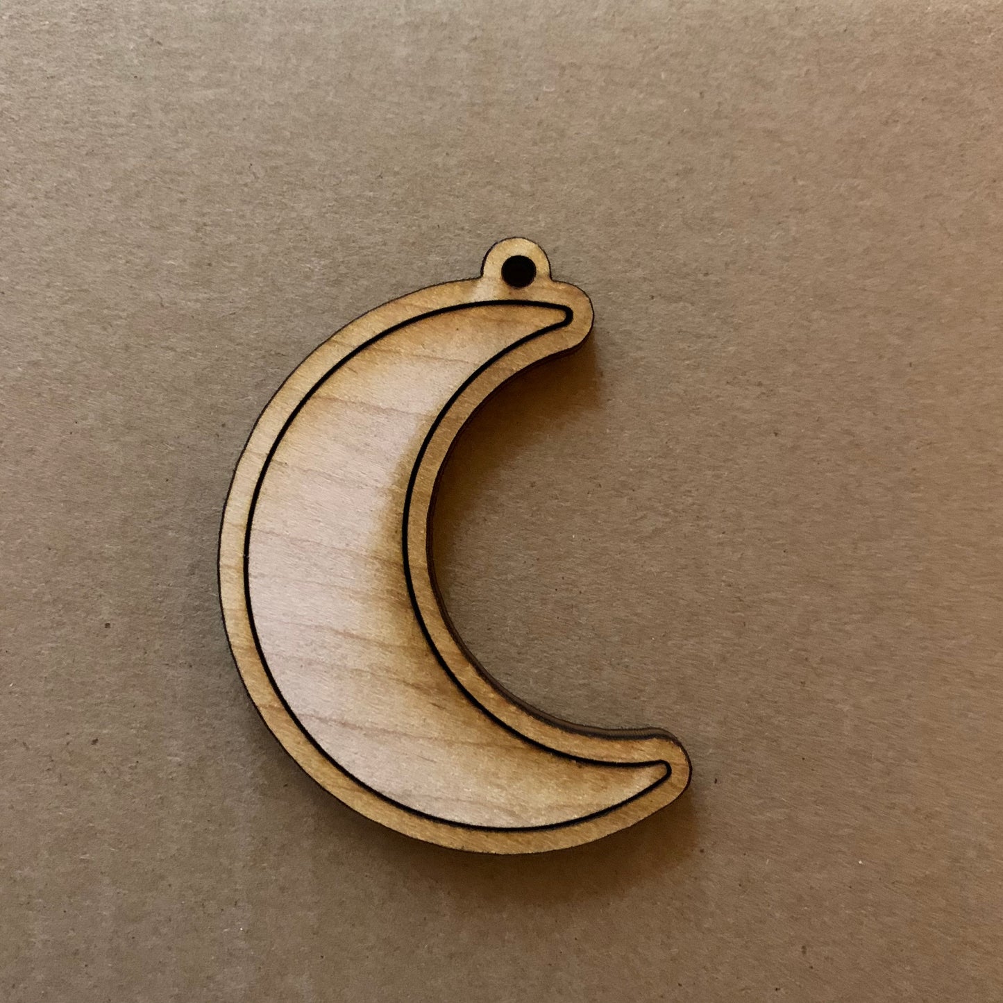 Moon Unfinished Wood Keychain Blanks - Set of 4