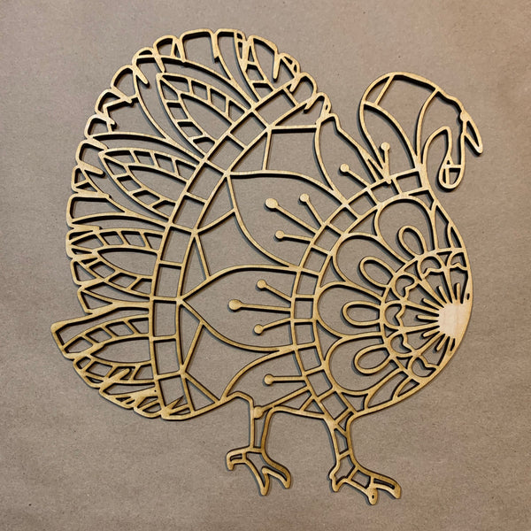 Turkey Mandala Unfinished Wood Resin Art Frame. Resin art frame. DIY wood cutout. Unfinished laser cut wood resin frame.