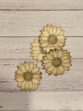 Set of 4 Sunflower Coasters Unfinished Scored Wood Blanks. DIY wood coaster set.