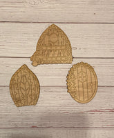 Set of 3 Fairy Elf Gnome Doors Unfinished Scored Wood Blanks. DIY set.