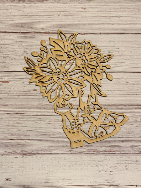 Cowboy Boots and Sunflowers Unfinished Wood frame. Resin art frame. DIY wood cutout. Unfinished laser cut wood resin frame. Wood blanks.