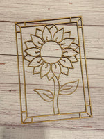 Sunflower Panel Unfinished Wood frame. Resin art frame. DIY wood cutout. Unfinished laser cut wood resin frame. Wood blanks.